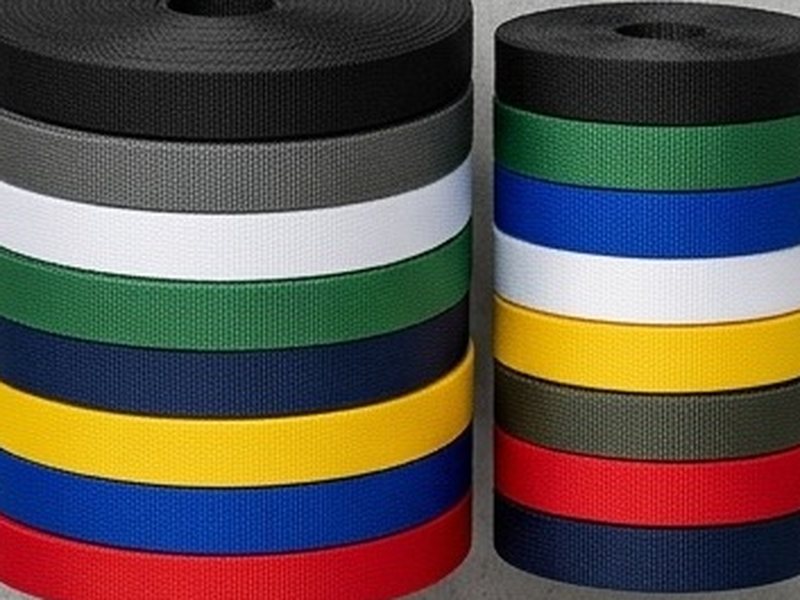 Rolls of polyester tape stacked in many colours